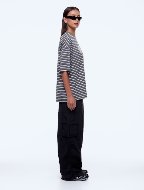 Maeve relaxed tee, green multi stripe