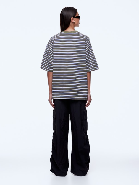 Maeve relaxed tee, green multi stripe
