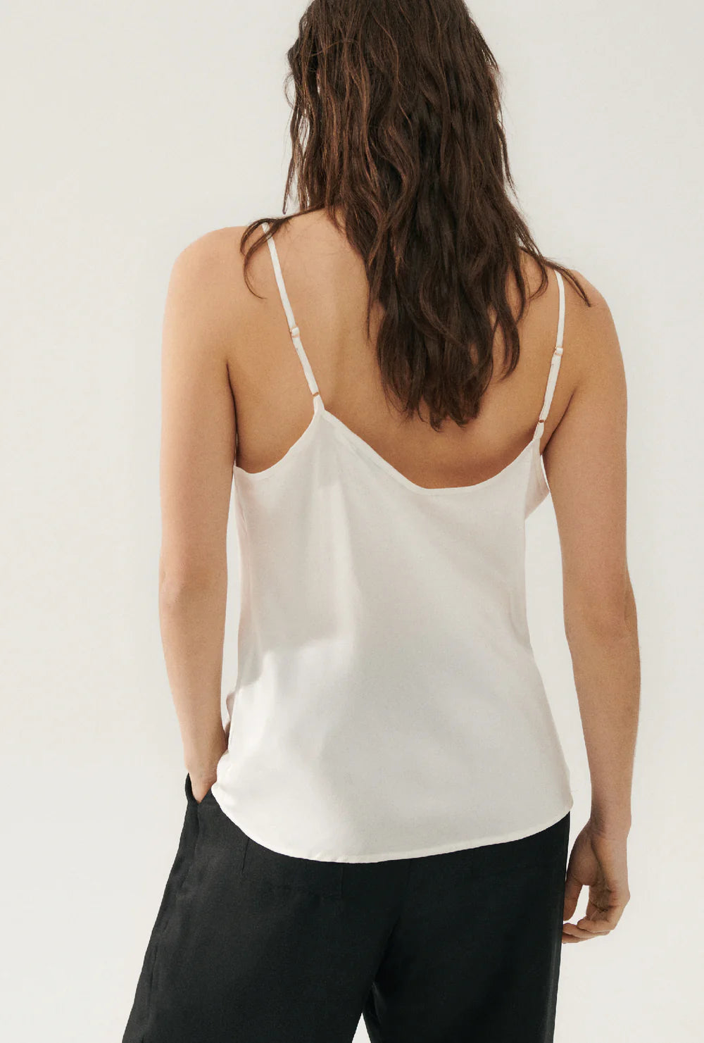 bias cut cami, white