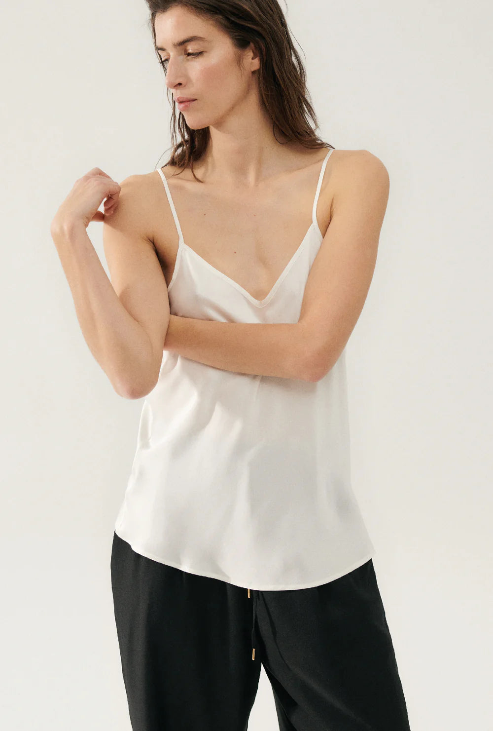 bias cut cami, white