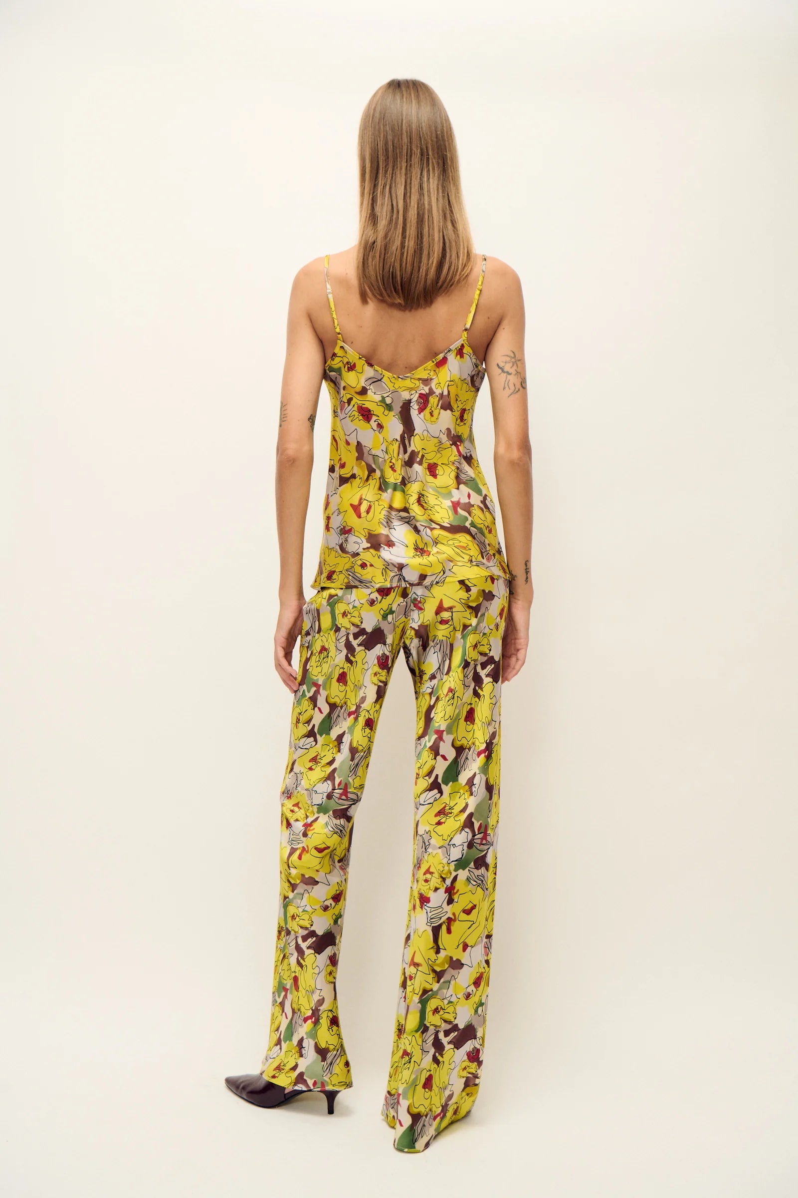 Bias cut cami, sunflower floral