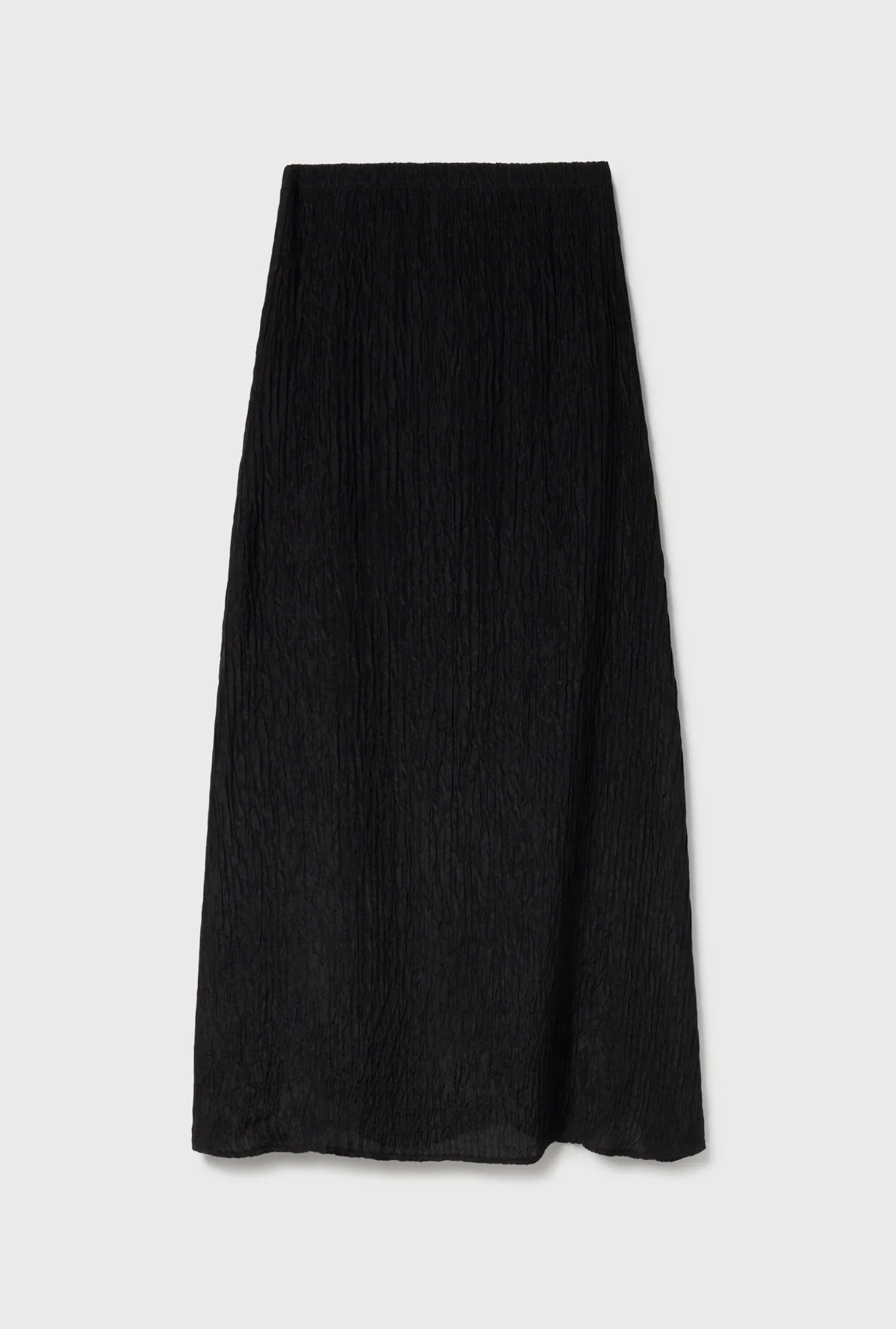 crinkle long bias cut skirt, black