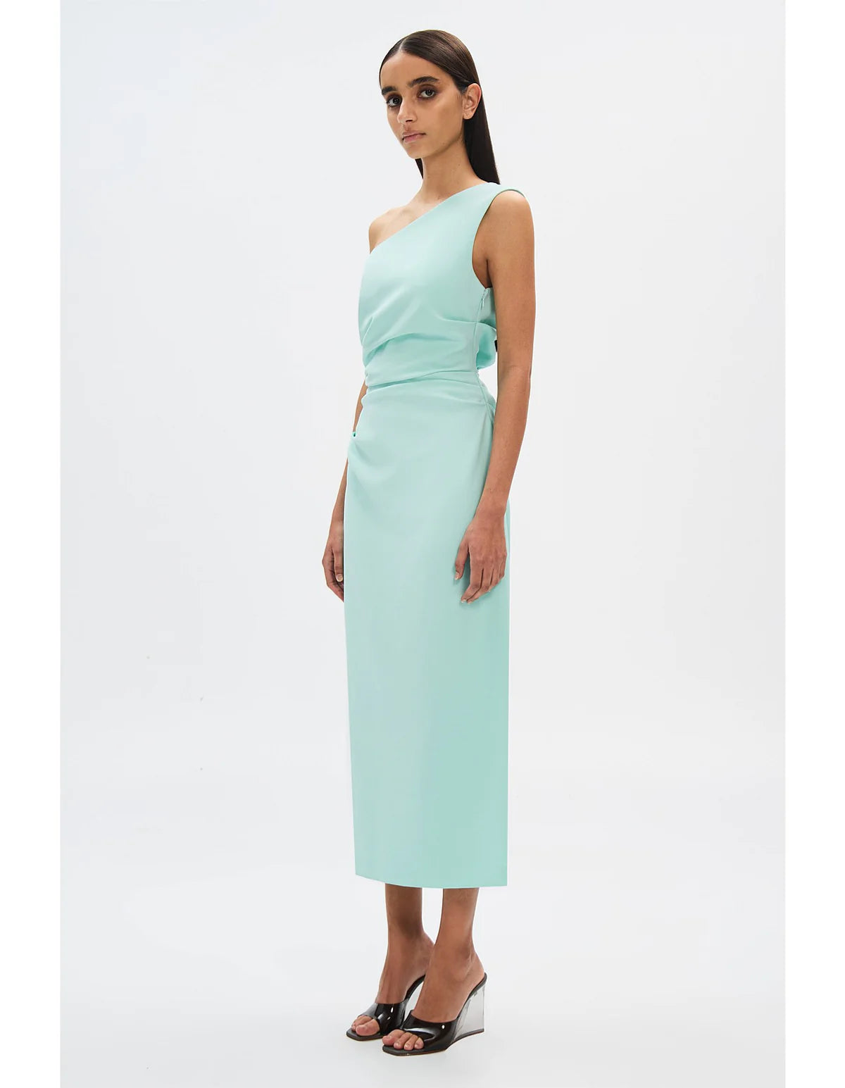 The gaia twill midi dress, pale aqua