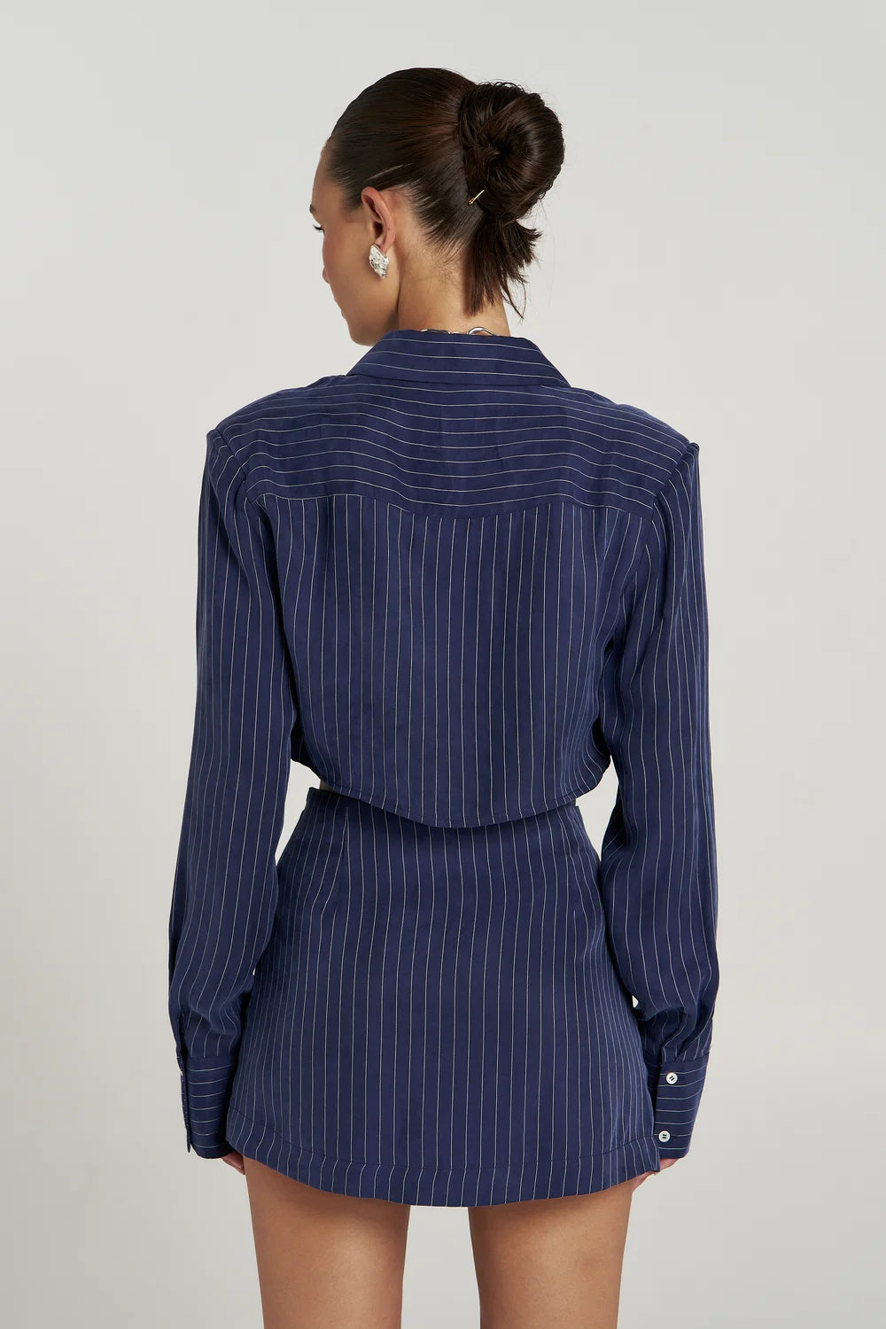 Asym skort, navy pinstripe