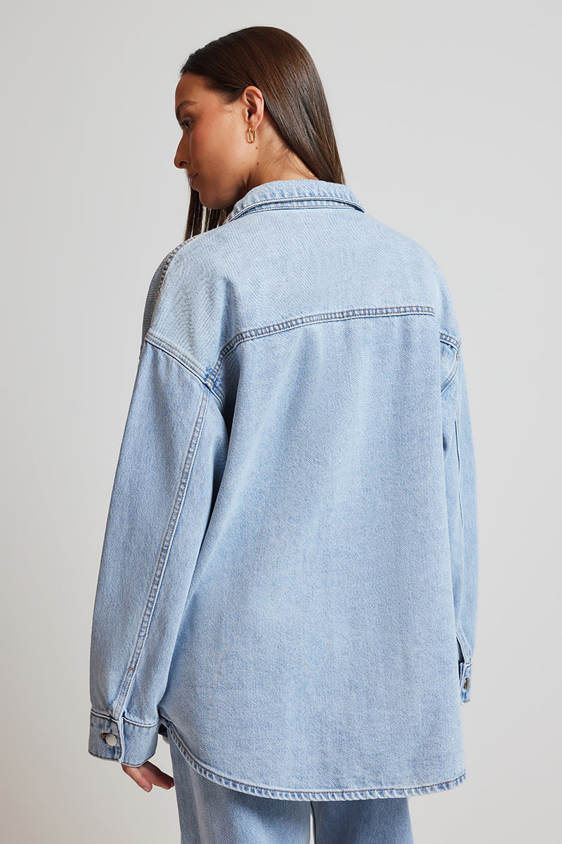 organic denim overshirt, 90s blue wash