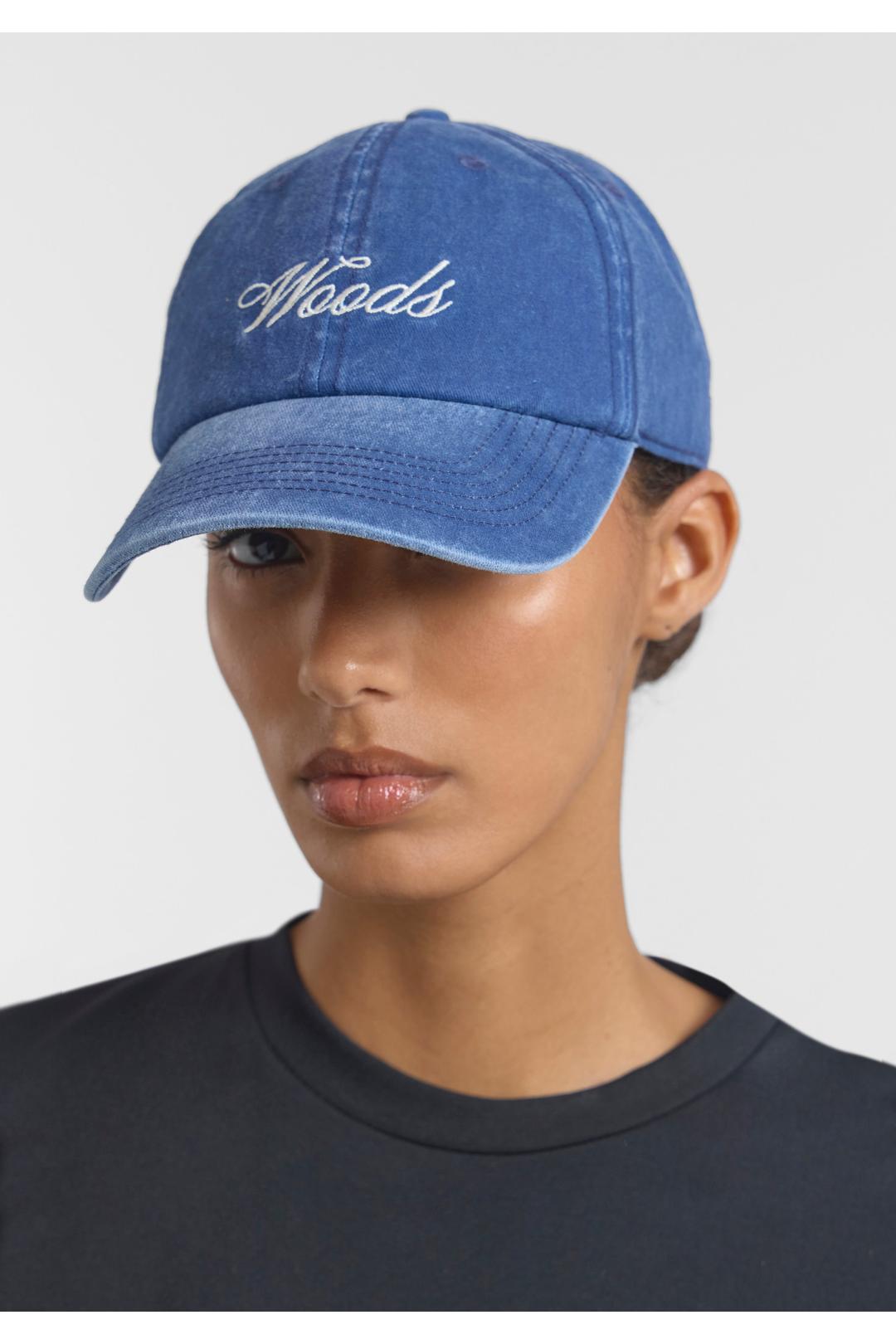 cursive woods cap, vintage navy