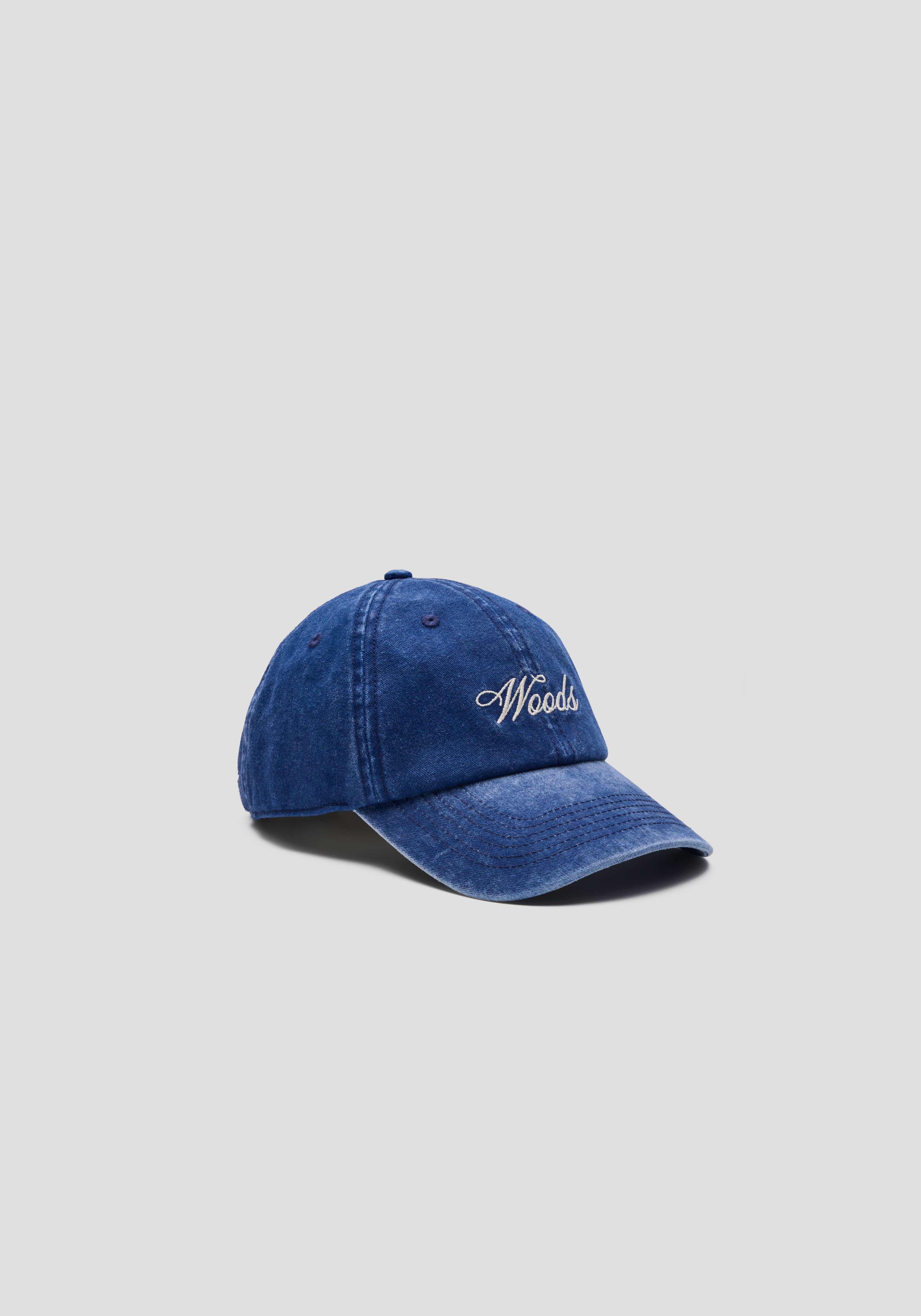 cursive woods cap, vintage navy