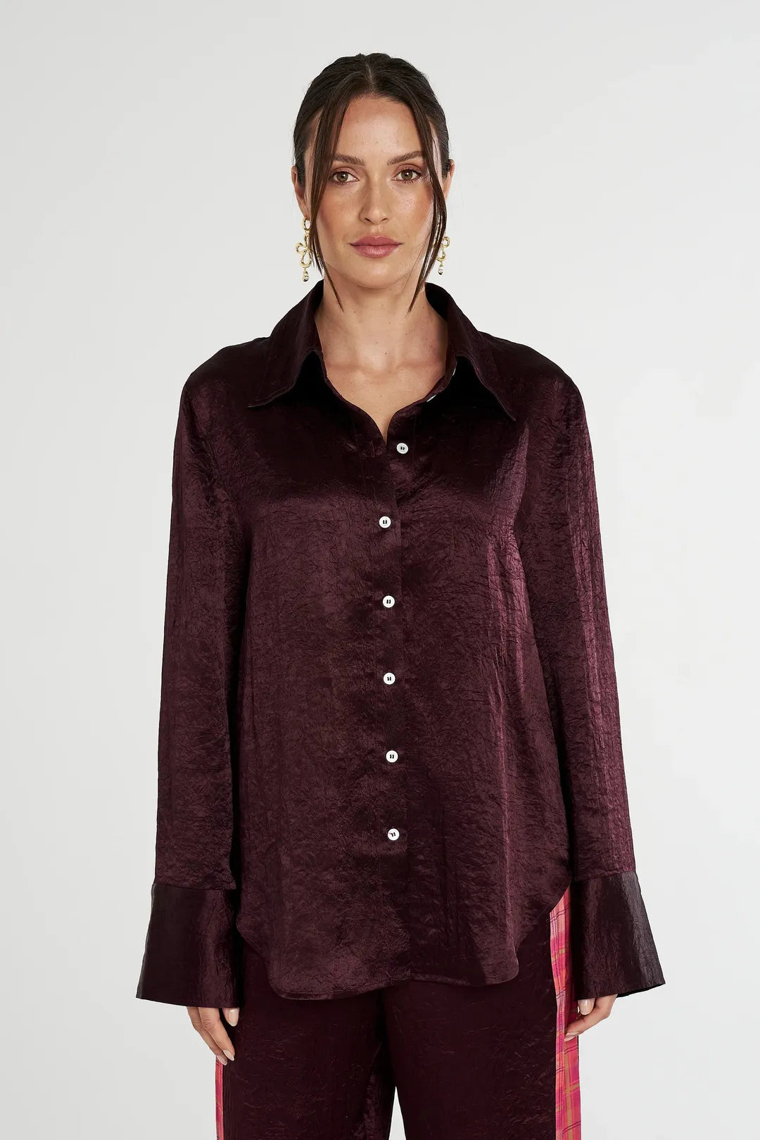 Cuff shirt, plum