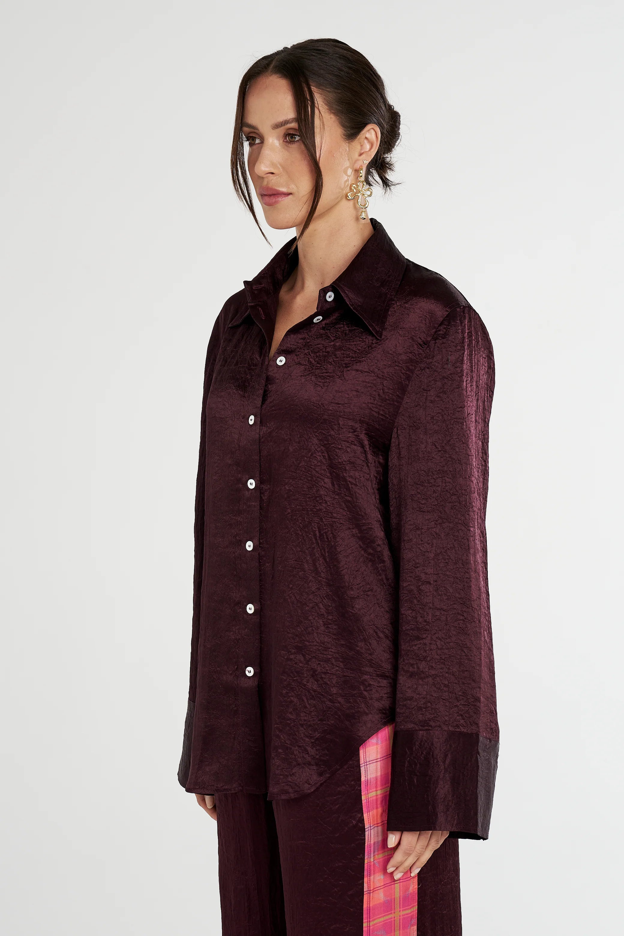 Cuff shirt, plum