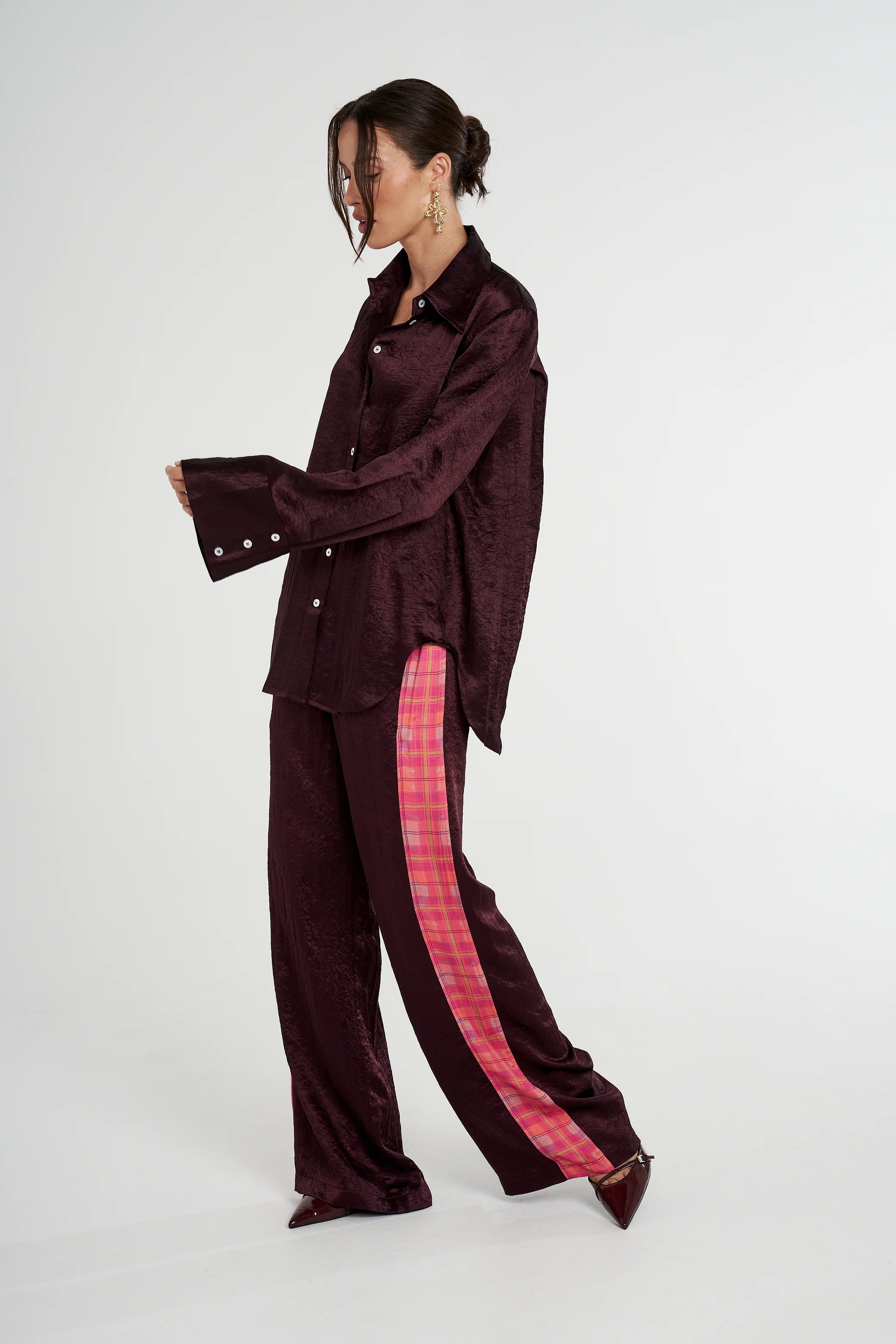 Cuff shirt, plum