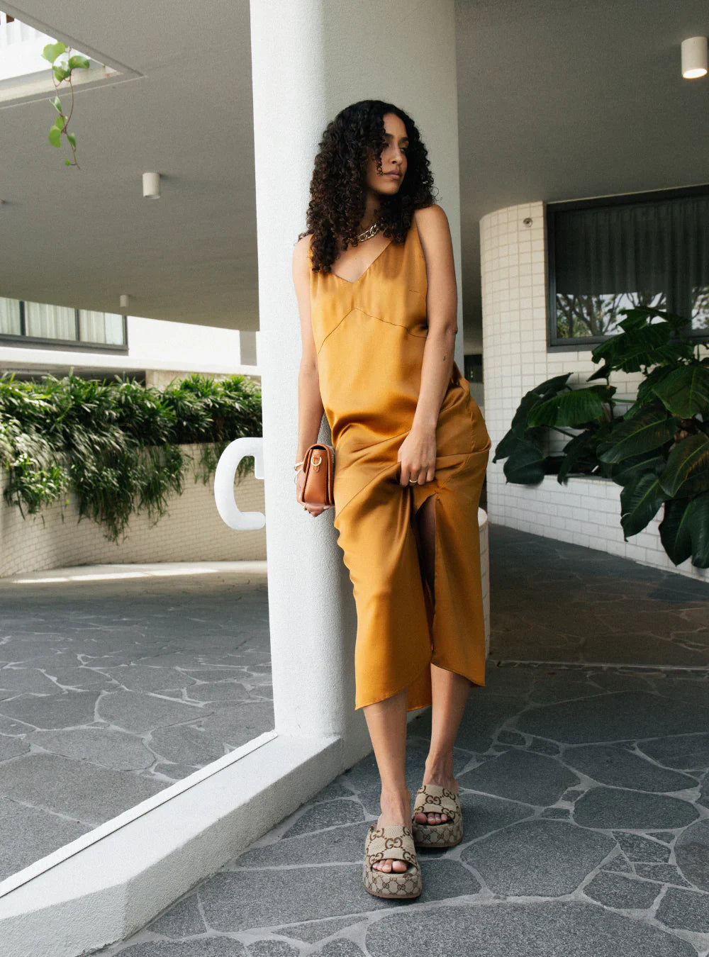Petite dress, rust