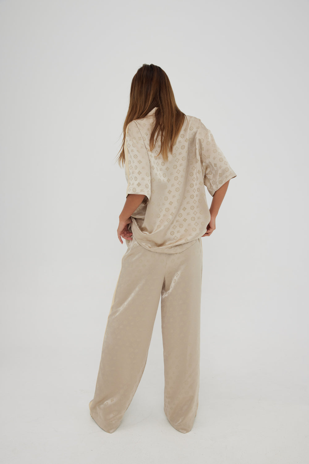 Jacquard satin vacay pant, sand