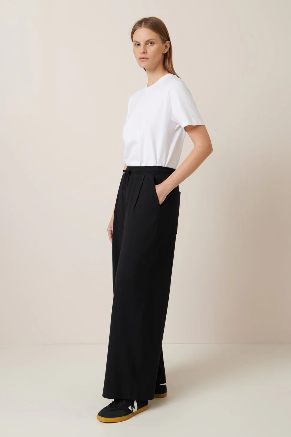 wide leg pant, black