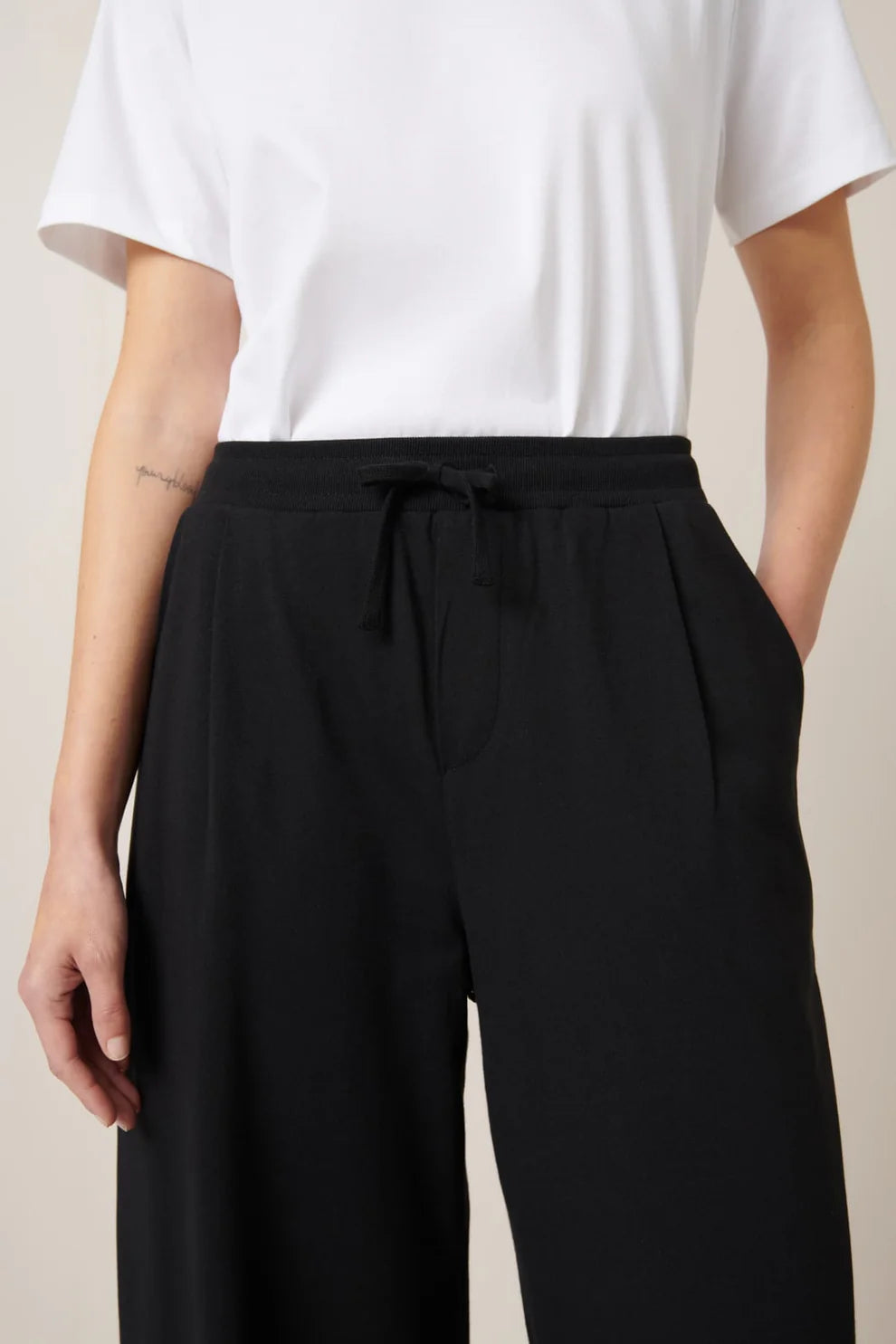 wide leg pant, black