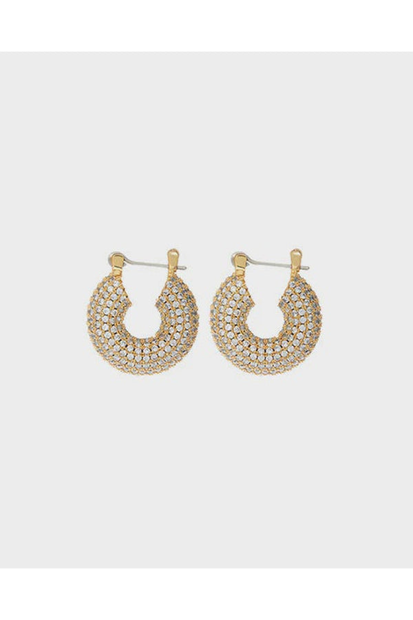 PAVE MINI DONUT HOOPS- GOLD
