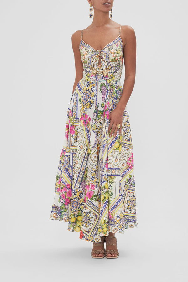 Long Dress With Tie Front Amalfi Amore