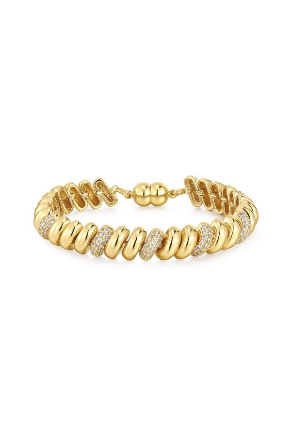 The Pave ridged marbella bracelet, gold