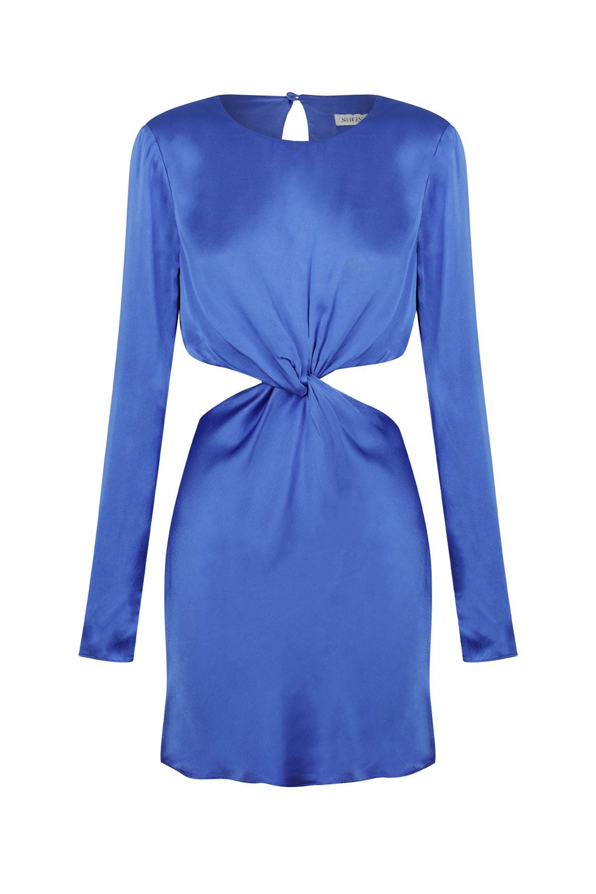 OLIVIERA TWIST FRONT MINI DRESS - STRONG BLUE