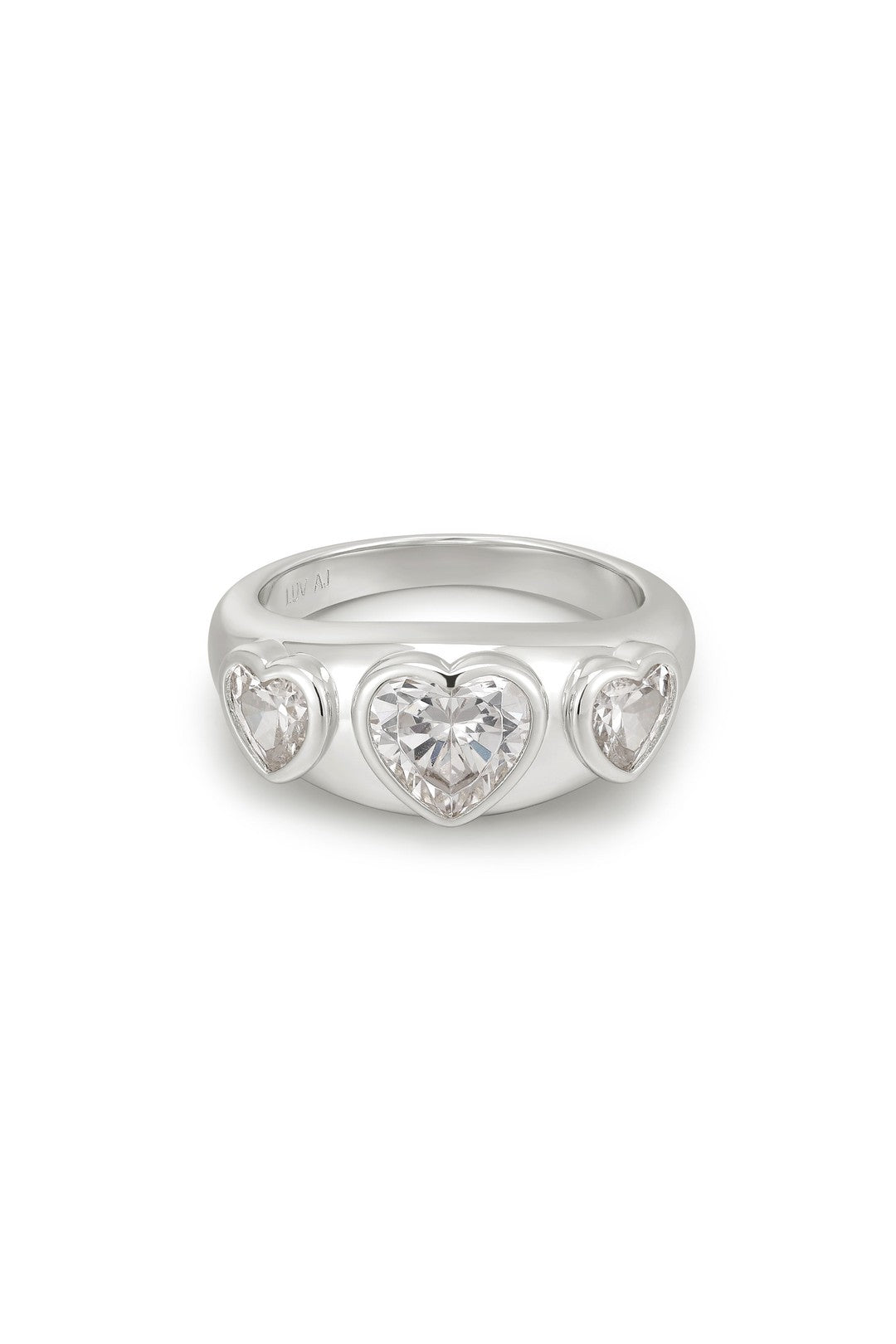 The Bezel heart signet ring, silver