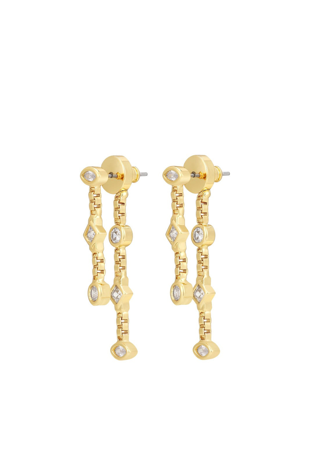 The Camille double chain earrings, gold