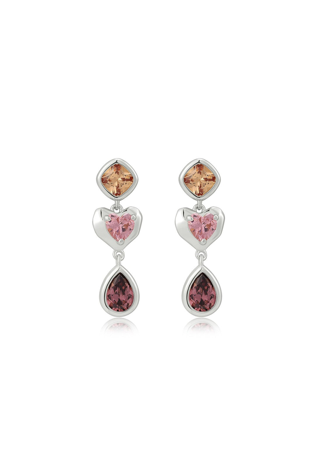 The heart stone studs, silver