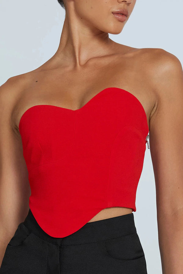 STRAPLESS WAVE BUSTIER, RED